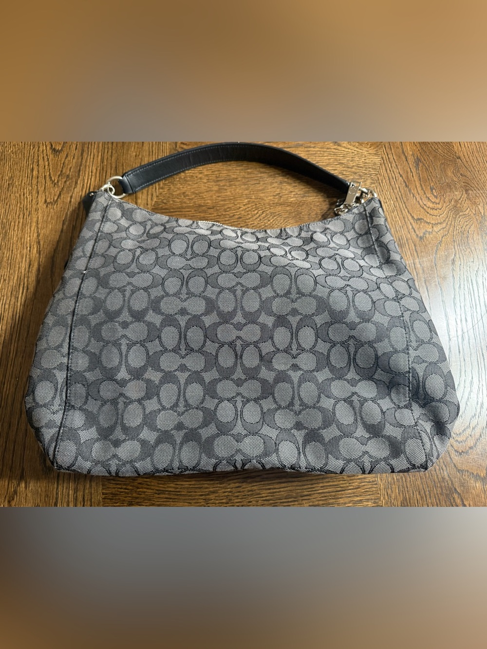 Coach East/West Celeste Hobo Shoulder Bag Purse Black Smoke Signature Canvas EUC - Picture 15 of 16